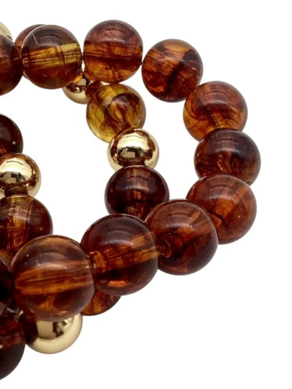 Polished Agenda Tortoiseshell & Gold Tone Beaded Stretch Bracelet Set (NWT)